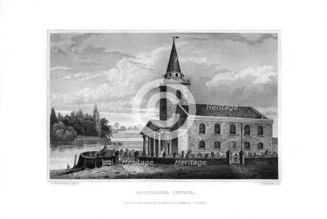 Battersea Church, Battersea, London, 1829.Artist: J Rogers