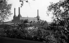 Battersea Power Station from the Chelsea Embankment, London, c1945-c1965. Artist: SW Rawlings