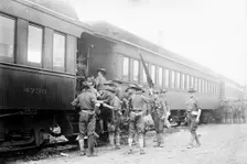 Battery A - Field artillery leaving for war game, between c1910 and c1915. Creator: Bain News Service