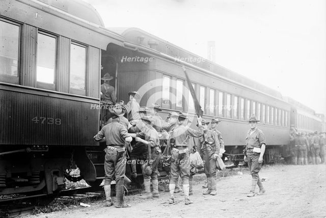 Battery A - Field artillery leaving for war game, between c1910 and c1915. Creator: Bain News Service.