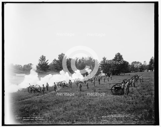 Battery firing, M.M.A., Orchard Lake, Michigan, c1900. Creator: Unknown.