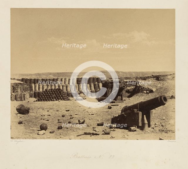 Battery No. 22. From: Souvenir de la Guerre de Crimee, 1855. Creator: Langlois, Jean-Charles (1789-1870).