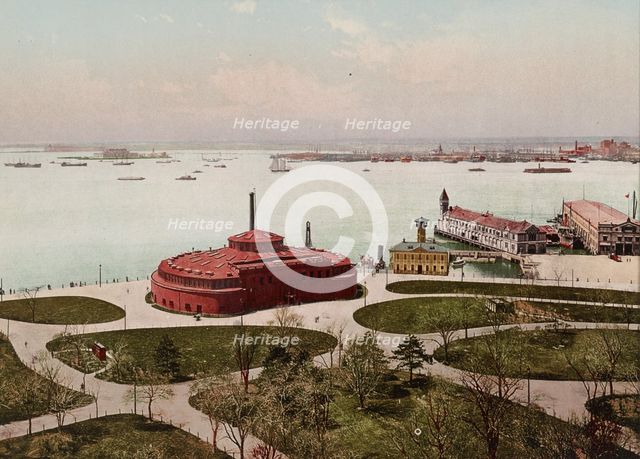 Battery Park and upper Bay, New York City, ca 1900. Creator: Unknown.
