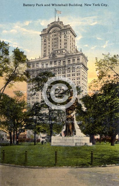Battery Park and Whitehall Building, New York City, New York, USA, 1916. Artist: Unknown