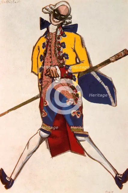 Battista, costume design for a comedy by Carol Goldoni, 1917. Artist: Leon Bakst
