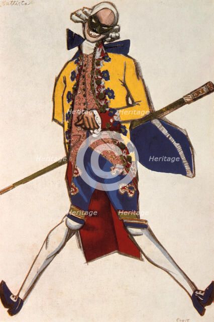 Battista, costume design for a comedy by Carol Goldoni, 1917. Artist: Leon Bakst