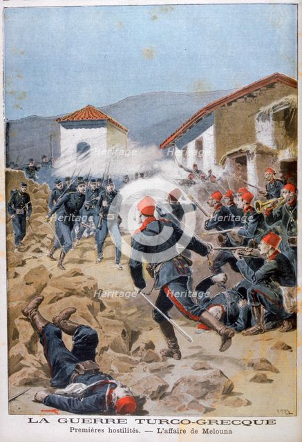 Battle of Meluna, Greco-Turkish War, 1897. Artist: Henri Meyer
