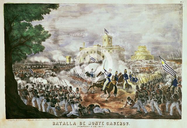 Battle of Monte Caseros 1852, lithograph.