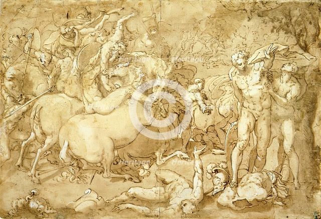Battle of Nude Men, c1545-1550. Creator: Marco Pino.