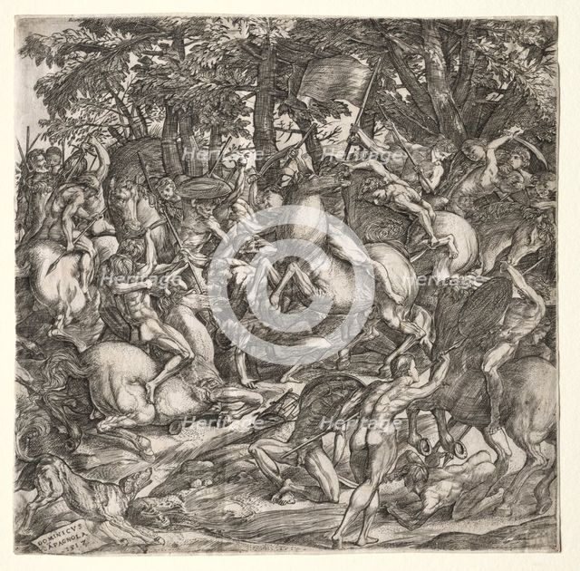 Battle of Naked Men, 1517. Creator: Domenico Campagnola (Italian, 1500-1564).