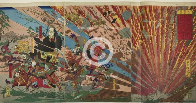 Battle of Nanba (Nanba senki no uchi), Japan, after 1871. Creator: Kawanabe Kyosai.
