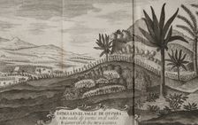 Battle of Otumba, (7th July 7, 1520): Cortés forces descending into the valley where the... 1771. Creator: Unknown