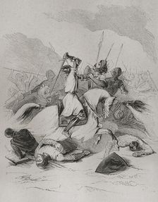 Battle of Araviana, (22 September 1359), War of the Two Peters..., Spain, 1853. Creator: Antonio Roca Sallent