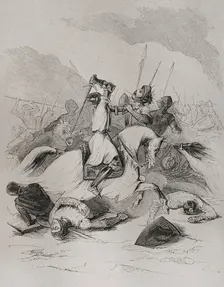 Battle of Araviana, (22 September 1359), War of the Two Peters..., Spain, 1853. Creator: Antonio Roca Sallent