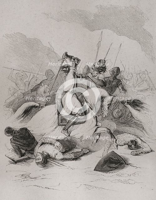 Battle of Araviana, (22 September 1359), War of the Two Peters..., Spain, 1853. Creator: Antonio Roca Sallent.