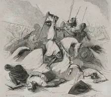 Battle of Araviana, (22 September 1359), War of the Two Peters..., Spain, 1853. Creator: Antonio Roca Sallent