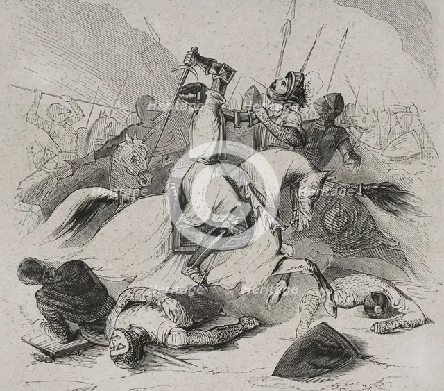 Battle of Araviana, (22 September 1359), War of the Two Peters..., Spain, 1853. Creator: Antonio Roca Sallent.