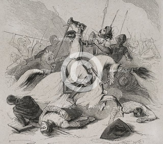 Battle of Araviana, (22 September 1359), War of the Two Peters..., Spain, 1853. Creator: Antonio Roca Sallent.