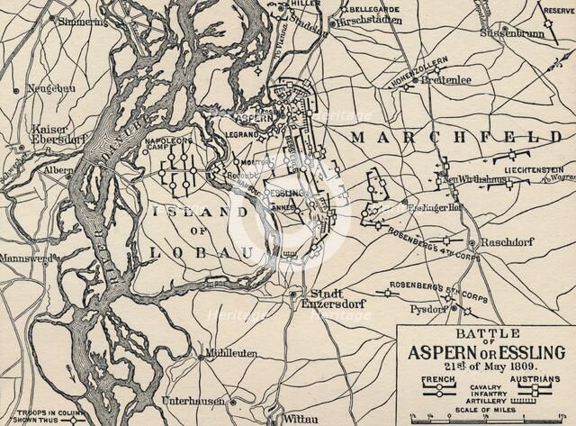 'Battle of Aspern or Essling, 21st of May 1809', (1896). Artist: Unknown.