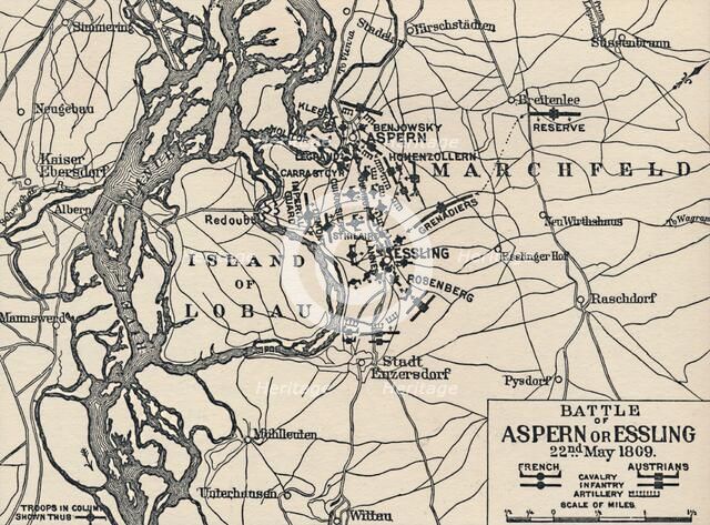 'Battle of Aspern or Essling, 22nd May 1809', (1896). Artist: Unknown.