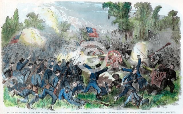 Battle of Baker's Creek, Mississippi, American Civil War, 16 May 1863. Artist: Unknown