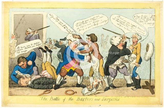 Battle of Barbers and Surgeons, published August 14, 1797. Creator: Isaac Cruikshank.