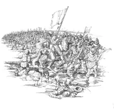 Battle of Blore Heath, Staffordshire, 1459. Artist: Peter Dunn