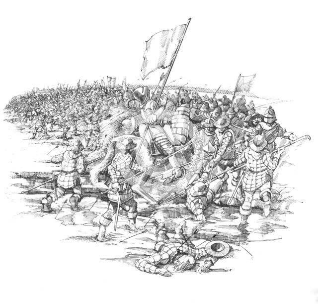 Battle of Blore Heath, Staffordshire, 1459. Artist: Peter Dunn.