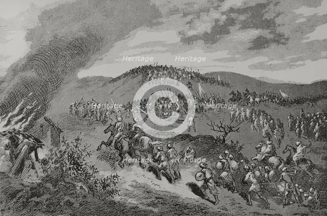 Battle of Calatanazor, (July 1002), Iberian peninsula, 1890.  Creator: Unknown.