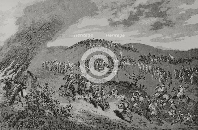 Battle of Calatanazor, (July 1002), Iberian peninsula, 1890.  Creator: Unknown.