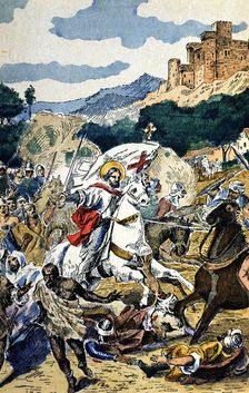 Battle of Clavijo (834), legendary battle where the apostle James made an appearance riding a whi…