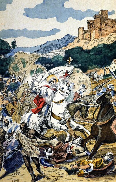 Battle of Clavijo (834), legendary battle where the apostle James made an appearance riding a whi…