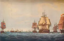 Battle of Copenhagen 1801. British Fleet Approaching 1801. Artists: Robert Pollard, JG Wells