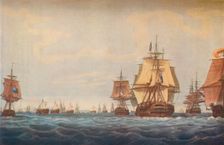 Battle of Copenhagen 1801. British Fleet Approaching 1801. Artists: Robert Pollard, JG Wells