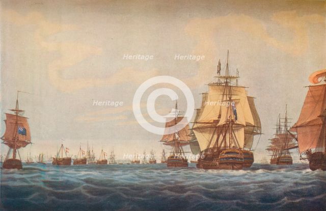 'Battle of Copenhagen 1801. British Fleet Approaching', 1801. Artists: Robert Pollard, JG Wells.
