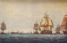 Battle of Copenhagen 1801. British Fleet Approaching 1801. Artists: Robert Pollard, JG Wells