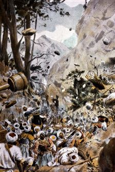 Battle of Covadonga, victory of the Asturian led by Don Pelayo on the Muslim army from Alqama in …