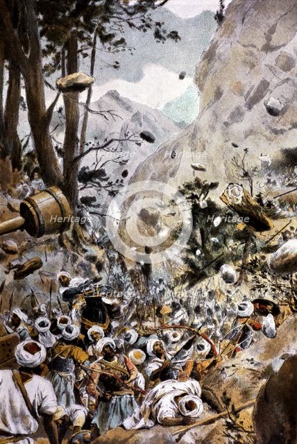 Battle of Covadonga, victory of the Asturian led by Don Pelayo on the Muslim army from Alqama in …