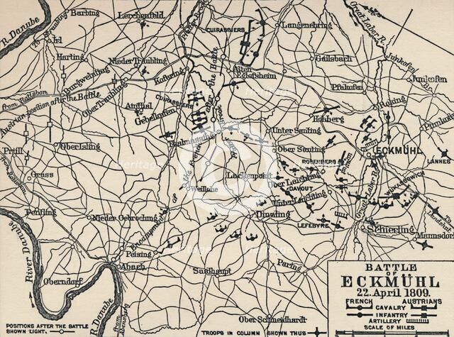 'Battle of Eckmühl, 22 April 1809', (1896).  Artist: Unknown.