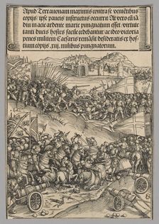 Battle of Guinegate, plate 4 from Historical Scenes from the Life of Emperor..., printed c. 1520. Creator: Wolf Traut