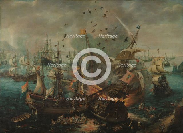 Battle of Gibraltar in 1607, c.1621. Creator: Cornelis Claesz van Wieringen.
