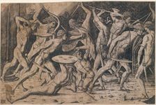 Battle of Hercules and the Giants, 15th century., 15th century. Creator: Anon