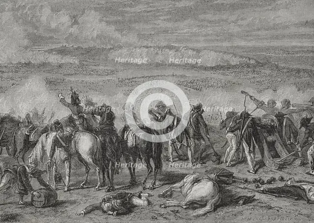Battle of Jemappes (6 November 1792), French Revolutionary Wars, 1876. Creator: Alexandre Hurel.