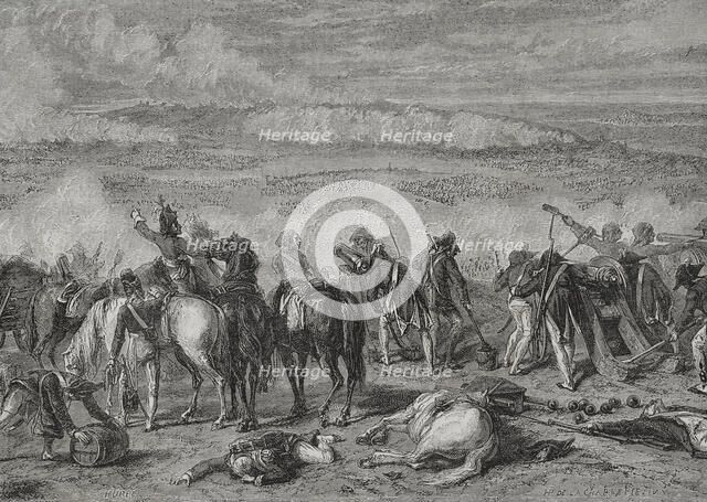 Battle of Jemappes (6 November 1792), French Revolutionary Wars, 1876. Creator: Alexandre Hurel.