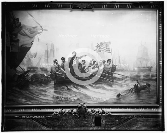 Battle of Lake Erie, by Powell, in the capitol at Washington, c1902. Creator: William Henry Powell.