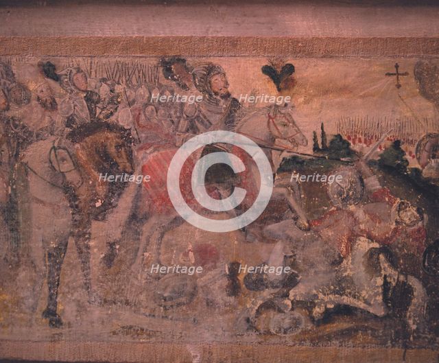 Battle of Las Navas de Tolosa (1212), mural Painting in the choir of Church of the the Royal Mona…