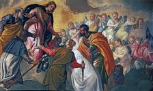 Battle of Lepanto detail of the top of the canvas by Paolo Veronese