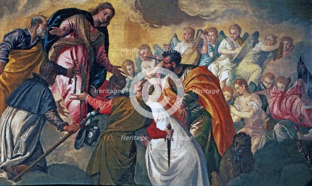 Battle of Lepanto', detail of the top of the canvas by Paolo Veronese.