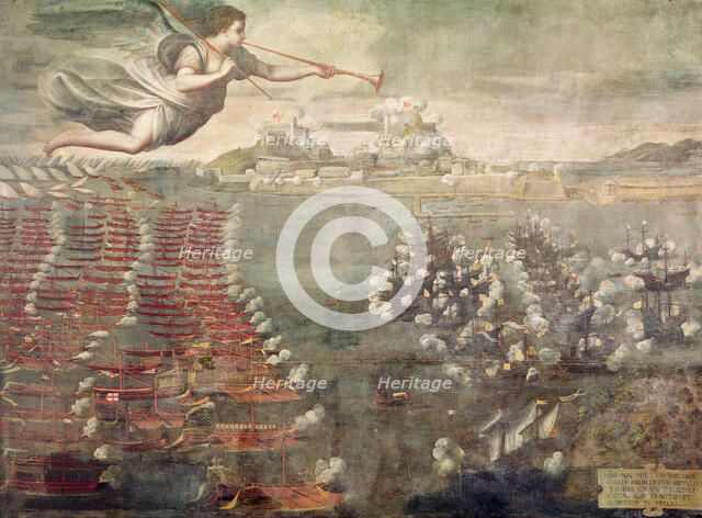 Battle of Lepanto, the winning ships entering the port of Messina.