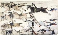 Battle of Little Bighorn, Montana, USA, 25-26 June 1876 (c1900). Artist: Amos Bad Heart Buffalo